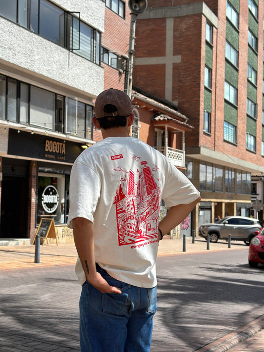 Blessing T-Shirt - OffWhite (Estampado Rojo)